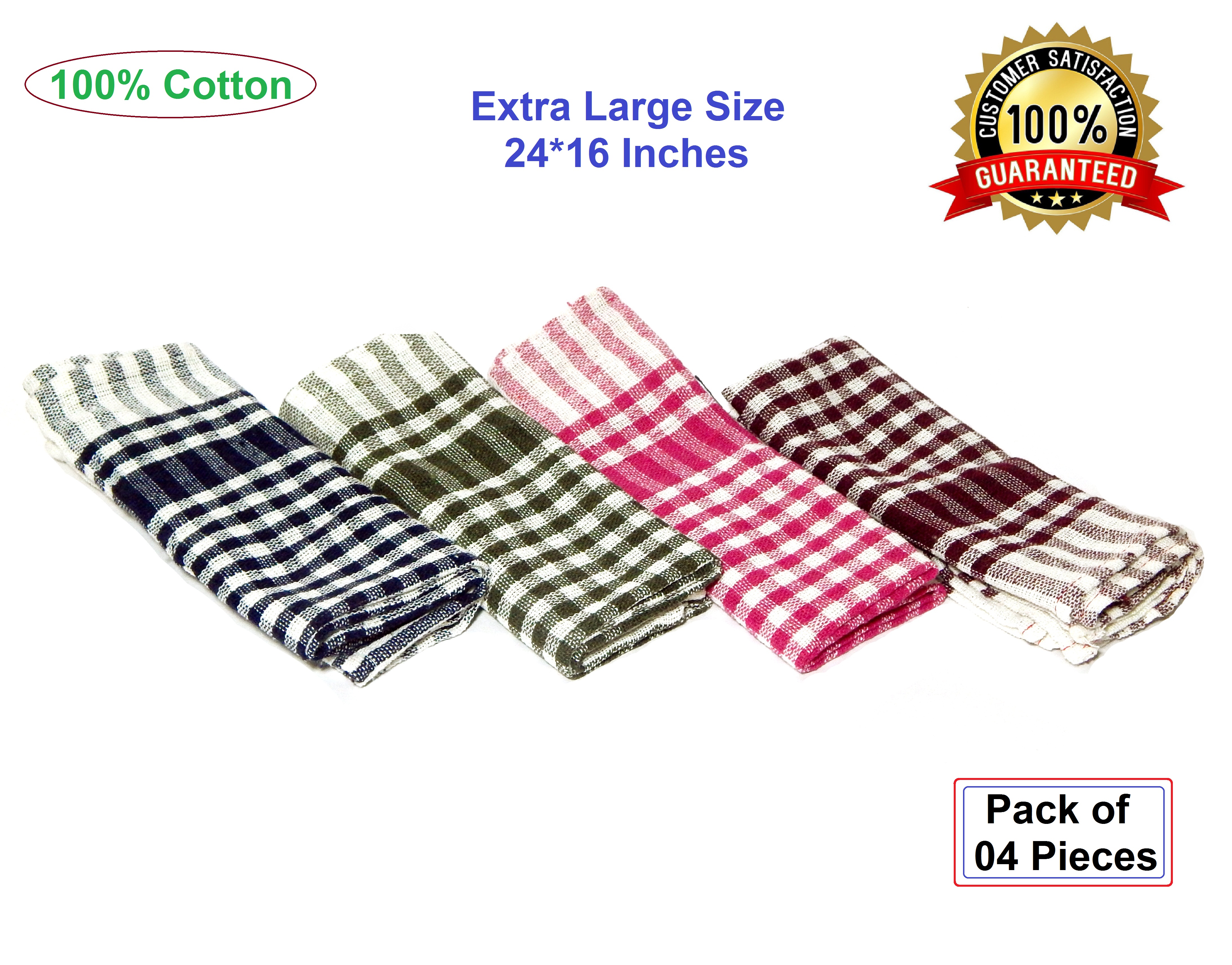 Multipurpose Cotton Kitchen Cleaning Cloth, Kitchen Towel, Dish Towels, Tea Towels, Wiping Napkin, Duster Mono Checks, Multicolor, Extra Long Size 24x15cm